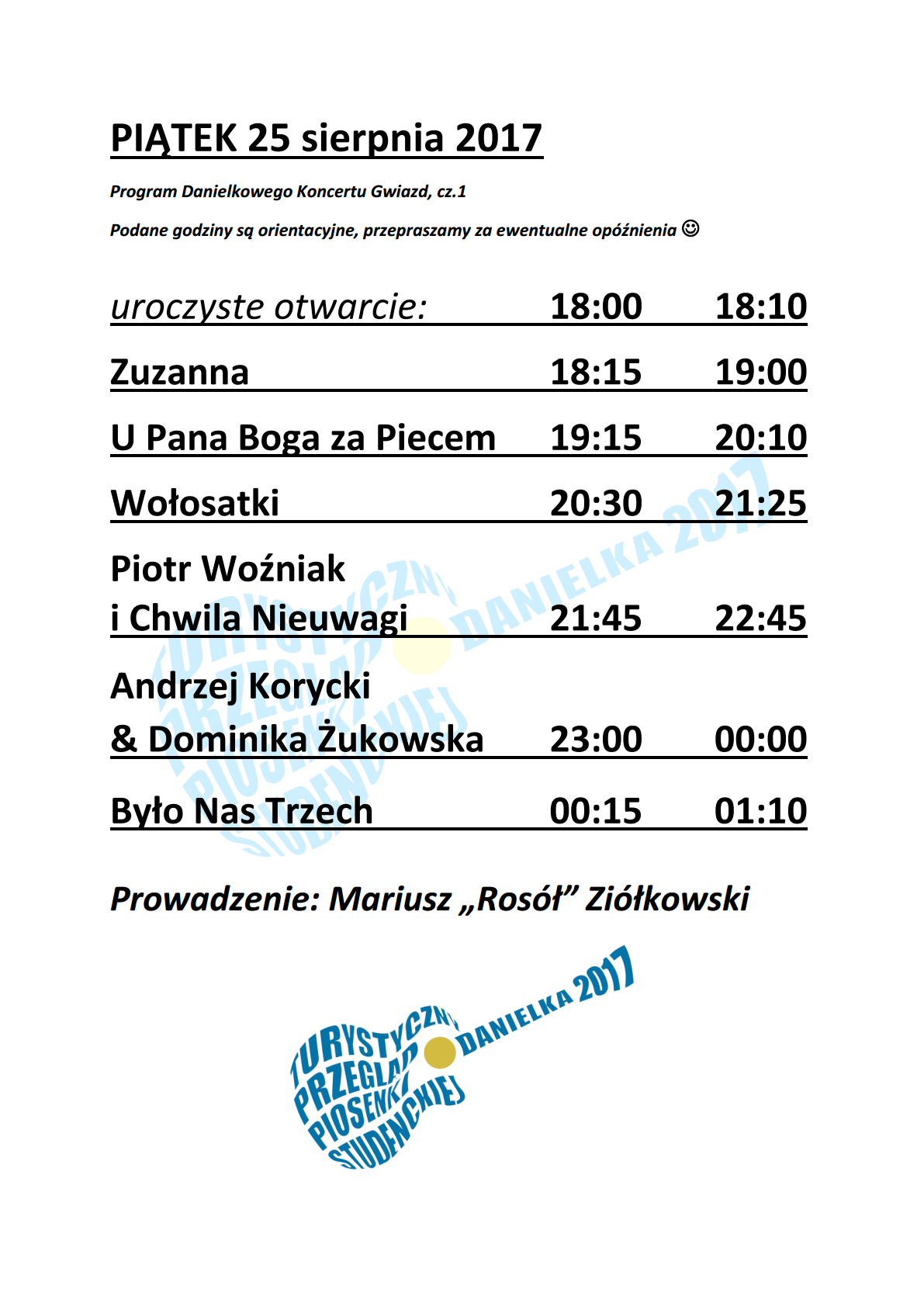 Program godzinowy Danielki 2017 – piątek