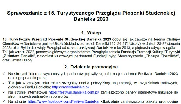 Sprawozdanie z Festiwalu Danielka 2023